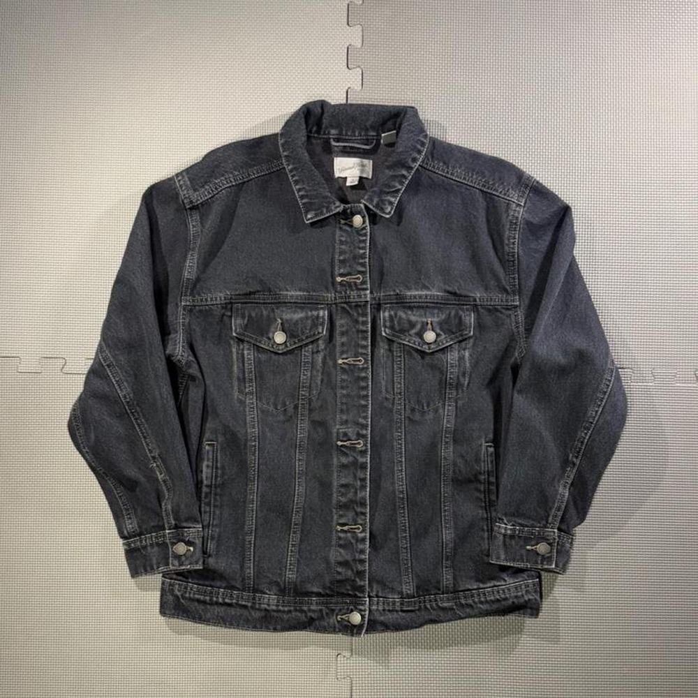 Universal Thread Mens Acid Wash Denim Jacket Charcoal Black Oversized Medium